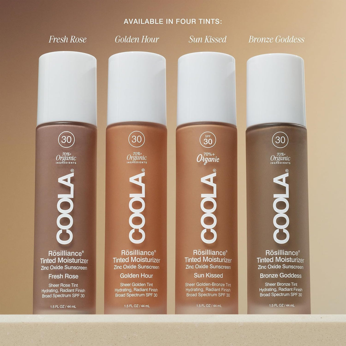 COOLA Organic Rosilliance Tinted Moisturizer with SPF 30, Dermatologist Tested, 1.5 FL Oz
