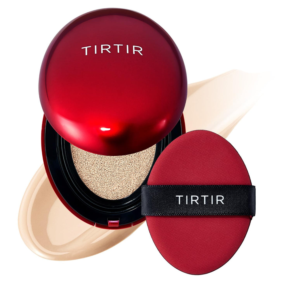 TIRTIR Mask Fit Red Cushion Foundation | Full coverage, Weightless, Skin fit, Satin Glow Finish, Korean Makeup BB Foundation, beauty, Tattoo cover up, Buildable (#22N Shell Beige, 0.63 Fl Oz)