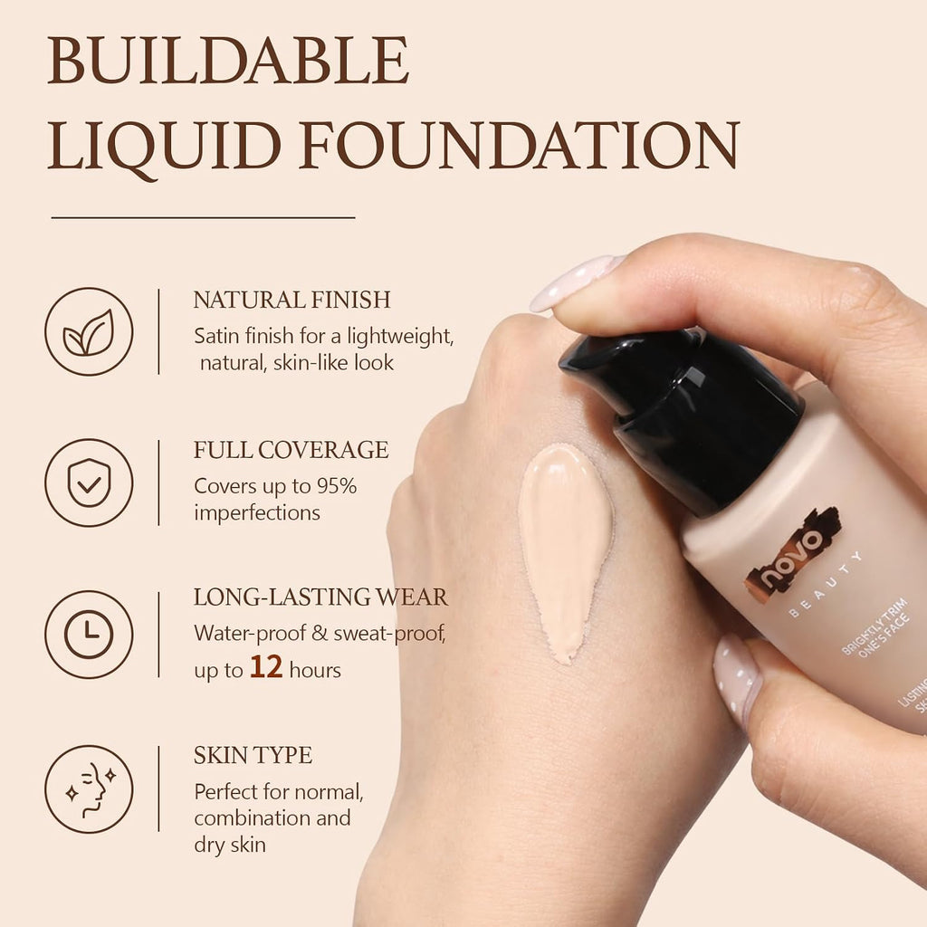 2-in-1 Full Coverage Liquid Foundation + Cream Concealer, Light Ivory