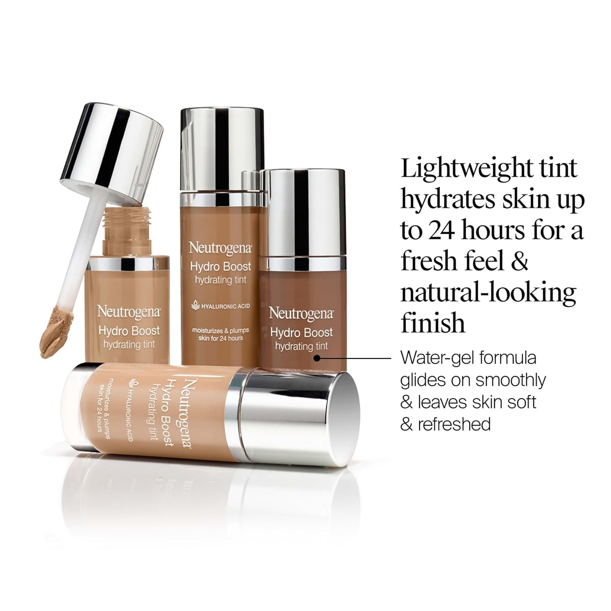 Neutrogena Hydro Boost Tint Foundation Makeup, 20 Natural Ivory, 1.0 fl oz