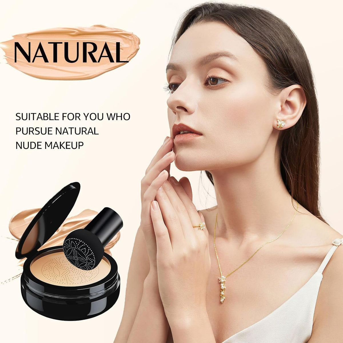 Cushion Foundation Concealer Full Coverage CC Cream, Natural