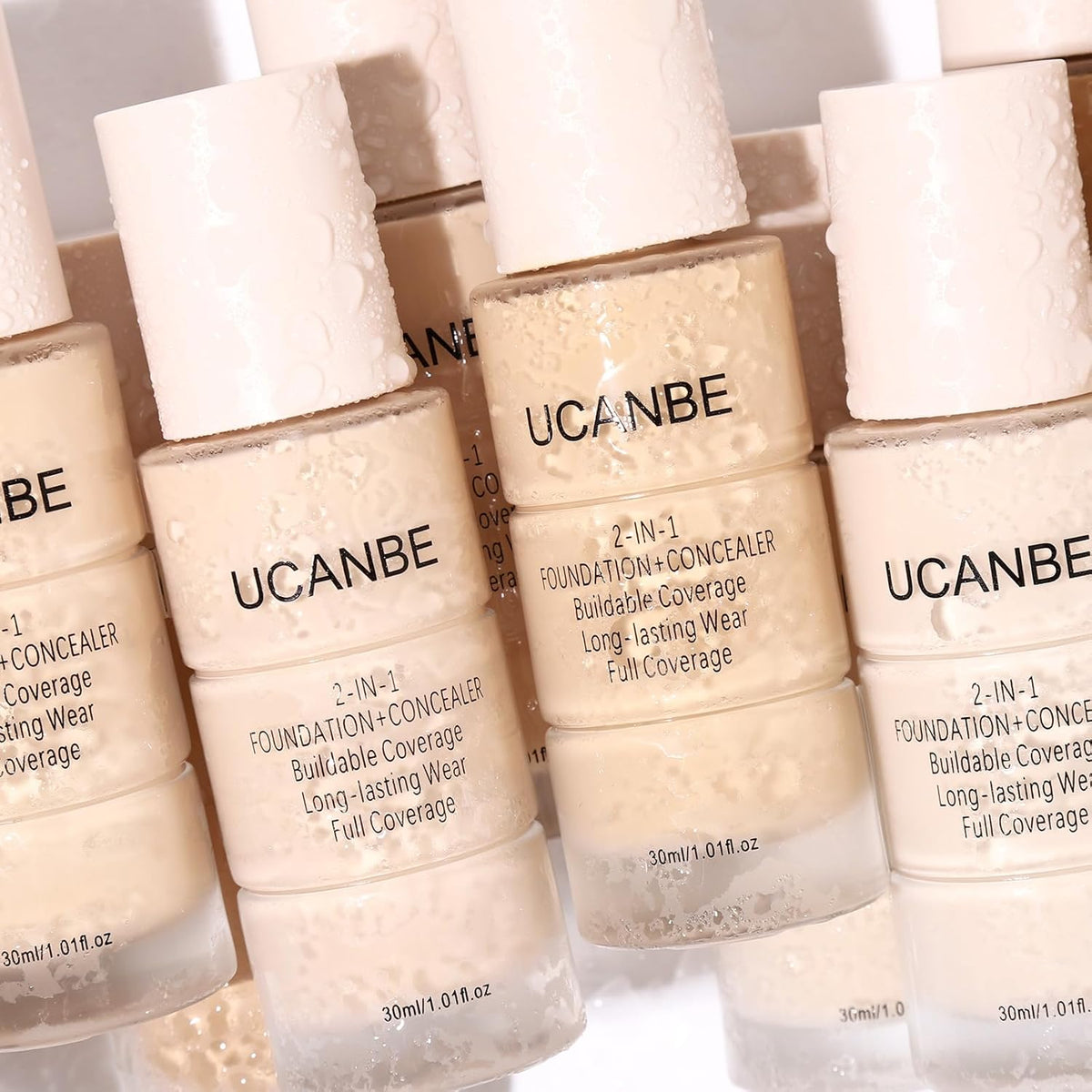 UCANBE 2-in-1 Liquid Foundation & Concealer, Full Coverage Foundation Makeup Set for Combination & Oily Skin, Hydrating Formula with Hyaluronic Acid, Vitamin C (03 Soft Beige)