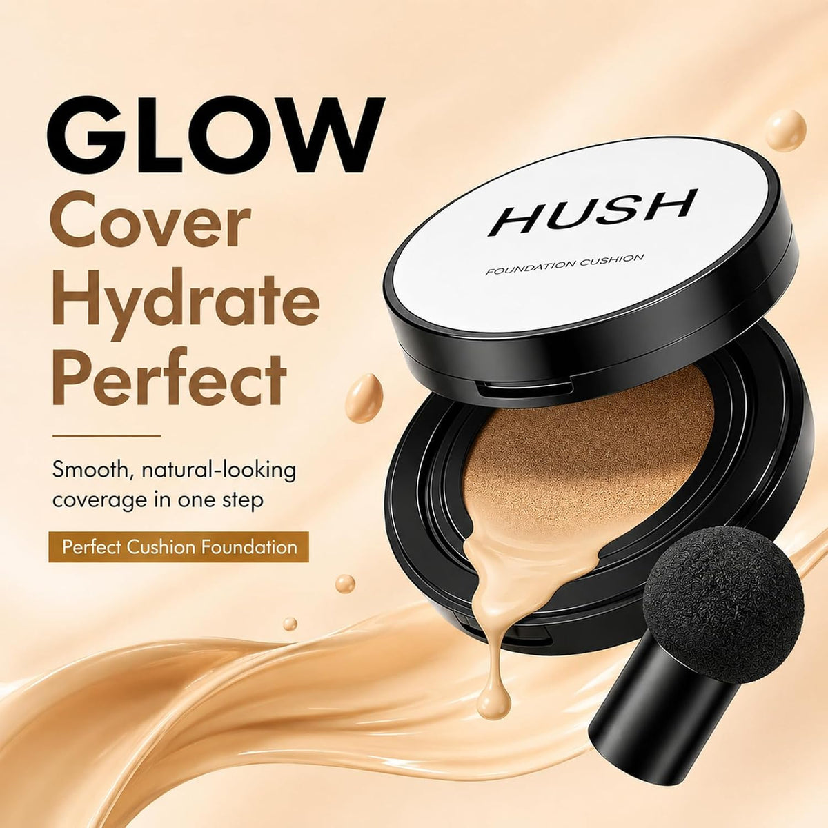 Perfect Cushion Foundation No.23 Natural Beige for Light with Neutral Skin Tone，Cosmetic Glow Foundation，Air Cushion CC Cream - Easy Application for All Skin Types