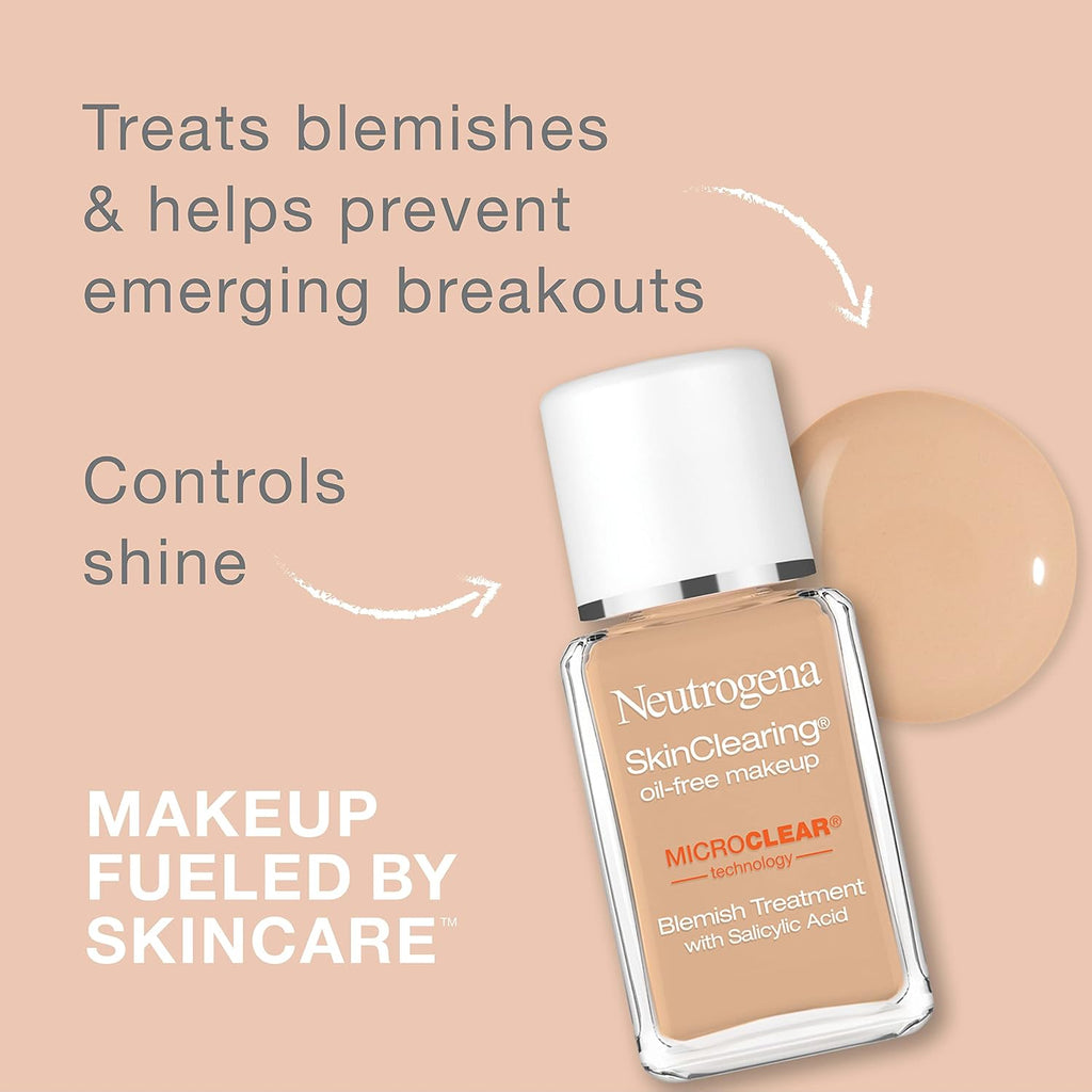 Neutrogena SkinClearing Liquid Foundation, 80 Medium Beige, 1 fl oz