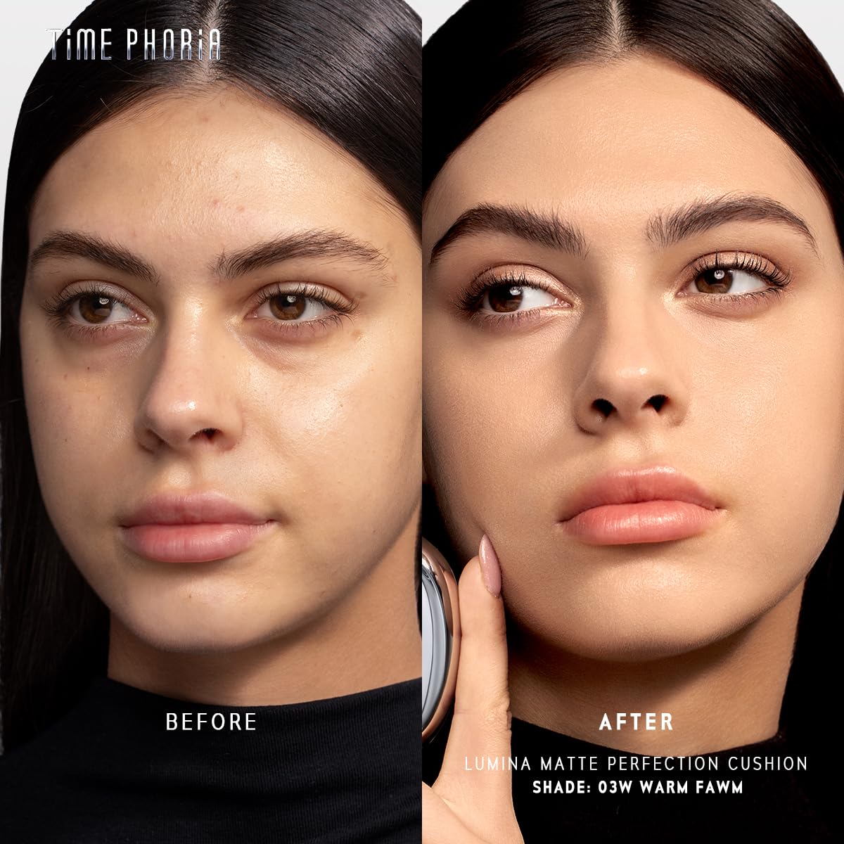 Timeless Lumina Matte Cover Cushion Foundation -03W Warm Fawn, Full Coverage Air Cushion, Lightweight & Natural Flawless Matte Finish, 12H Oil Control, Long-Lasting, Waterproof, Sweatproof