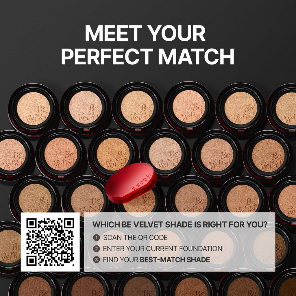 ESPOIR Be Velvet Cushion Foundation #23 Beige | Quick and Easy Coverage with Long-lasting Color by Zero Oxidation, Velvety Smooth Finish & Lightweight Formula, Vegan, Korean Makeup, 0.46 oz