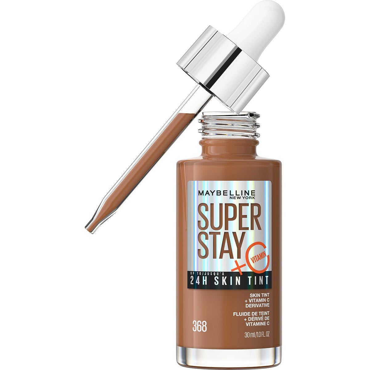 Maybelline Super Stay Up to 24HR Skin Tint, Radiant Light-to-Medium Coverage Foundation, Makeup Infused With Vitamin C, 118, 1 Count