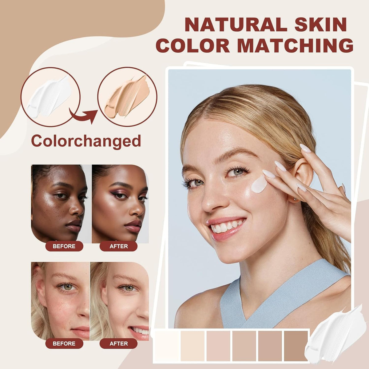 Ultrablend 4 In 1 Foundation, 2025 New Upgrade Match Skin Color Changed Foundation Liquid With Spf 50,Glowing Hydrating, Waterproof for Makeup