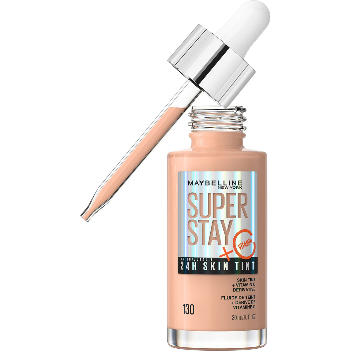 Maybelline Super Stay Up to 24HR Skin Tint, Radiant Light-to-Medium Coverage Foundation, Makeup Infused With Vitamin C, 118, 1 Count