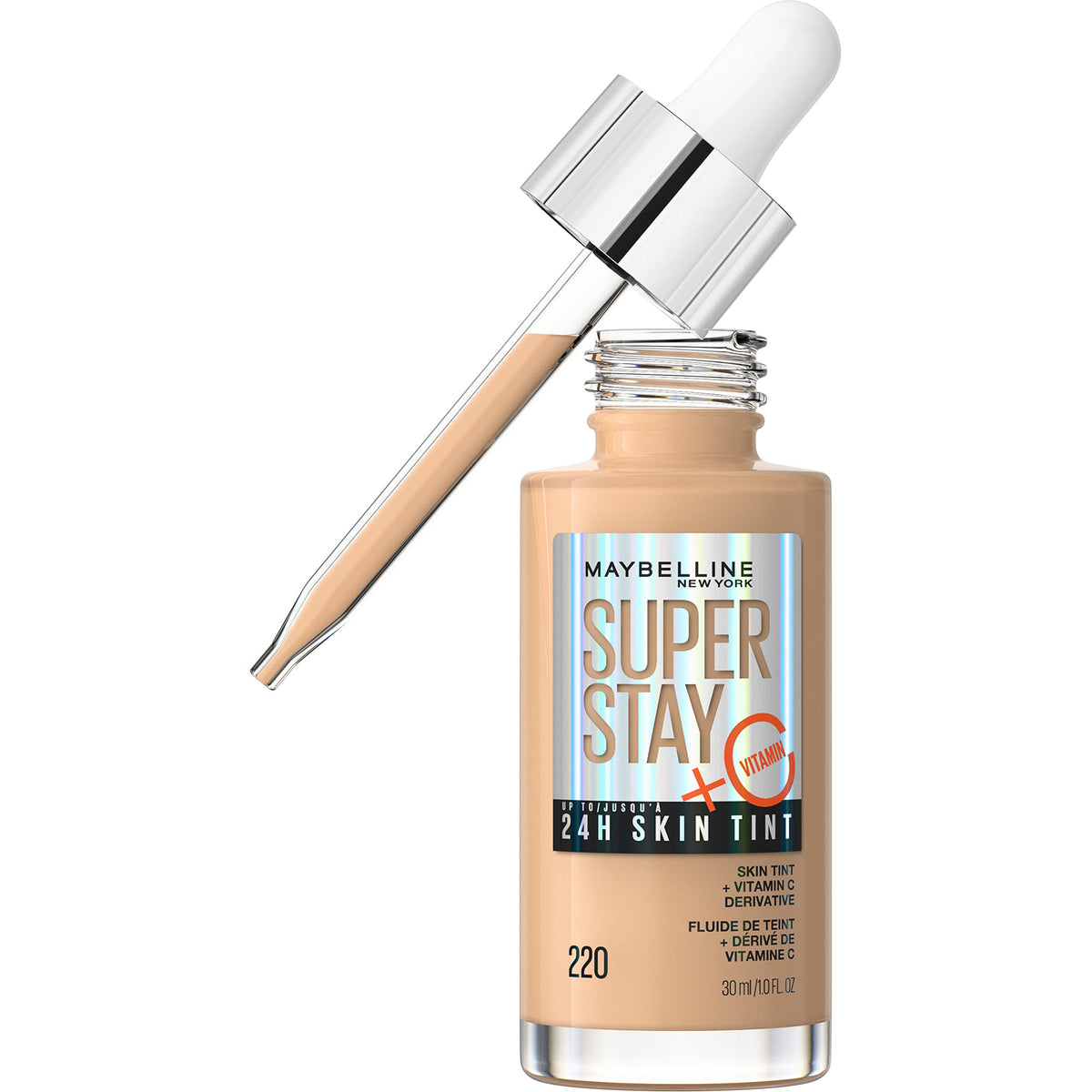 Maybelline Super Stay Up to 24HR Skin Tint, Radiant Light-to-Medium Coverage Foundation, Makeup Infused With Vitamin C, 118, 1 Count