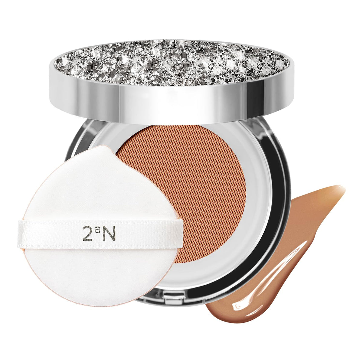 2aN Gleaming Tension Cushion Foundation Pact #27 Soft Amber, Korean Cushion Foundation Makeup, Lightweight & Buildable Coverage with Ceramides and Centella Asiatica (0.45 oz)