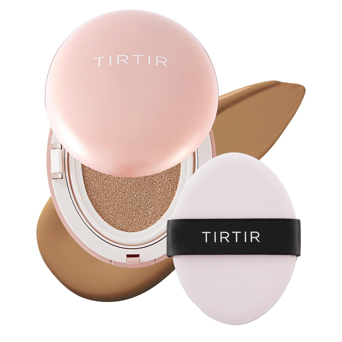 TIRTIR Mask Fit All Cover Pink Cushion Foundation | High coverage, Velvety Matte Finish, Lightweight, Flawless, Corrects Redness, Korean Cushion (#15C Fair Porcelain, Full Size, 0.63 Fl Oz)