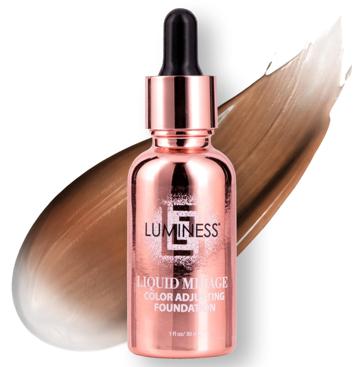 LUMINESS Liquid Mirage Color Changing Foundation for Mature Skin, Skincare-Infused Makeup with Hyaluronic Acid & Vitamin E, Hydrating Liquid Foundation & Concealer Hybrid, Hypoallergenic (Medium)