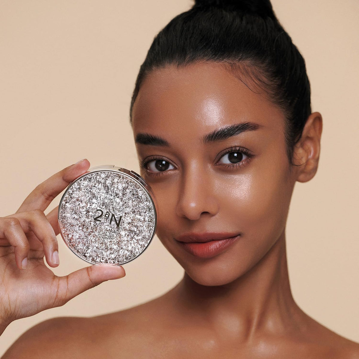 2aN Gleaming Tension Cushion Foundation Pact #27 Soft Amber, Korean Cushion Foundation Makeup, Lightweight & Buildable Coverage with Ceramides and Centella Asiatica (0.45 oz)