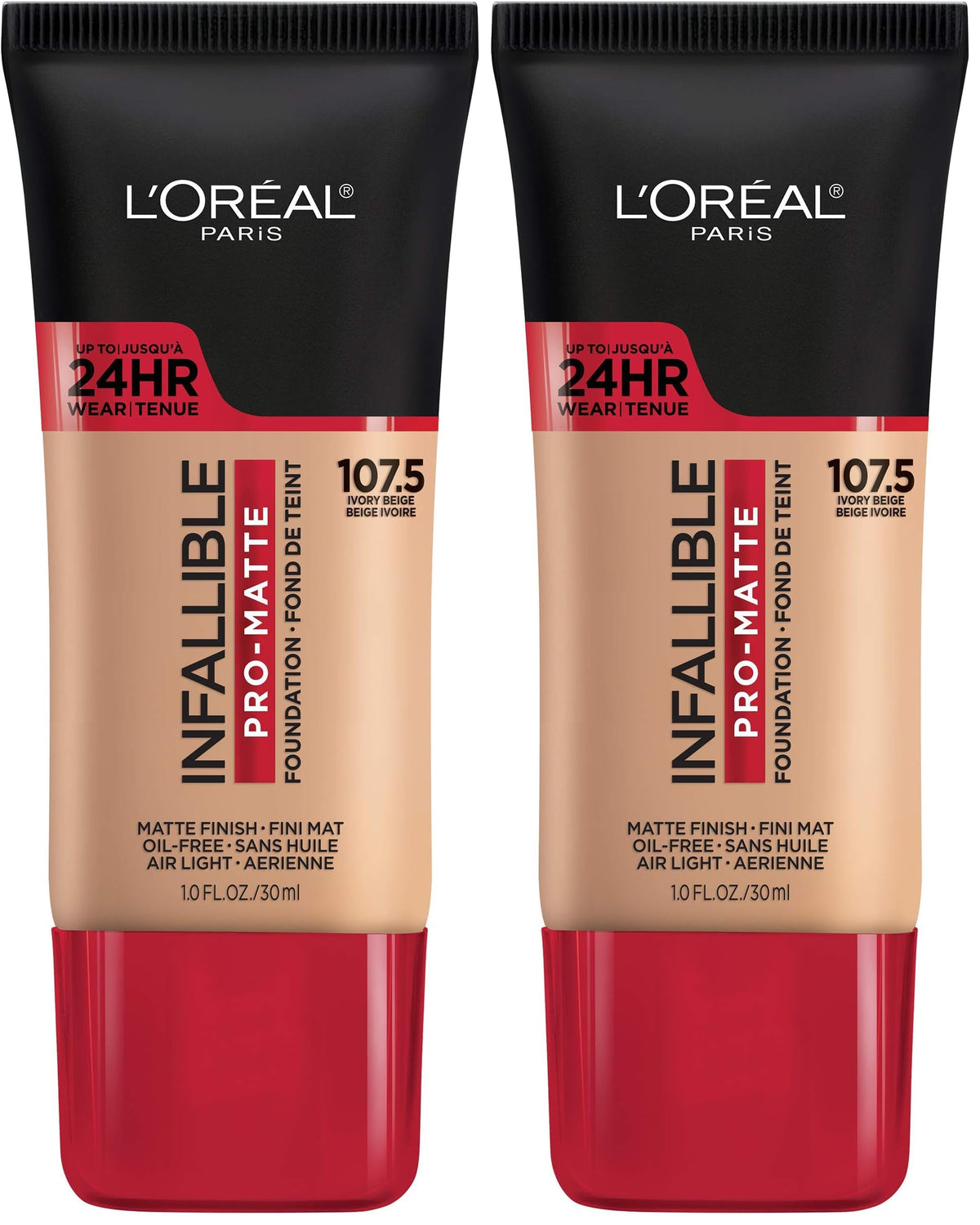 L'Oreal Paris Cosmetics Makeup Infallible Pro-Matte Liquid Longwear Foundation, Shell Beige, 1 fl oz.