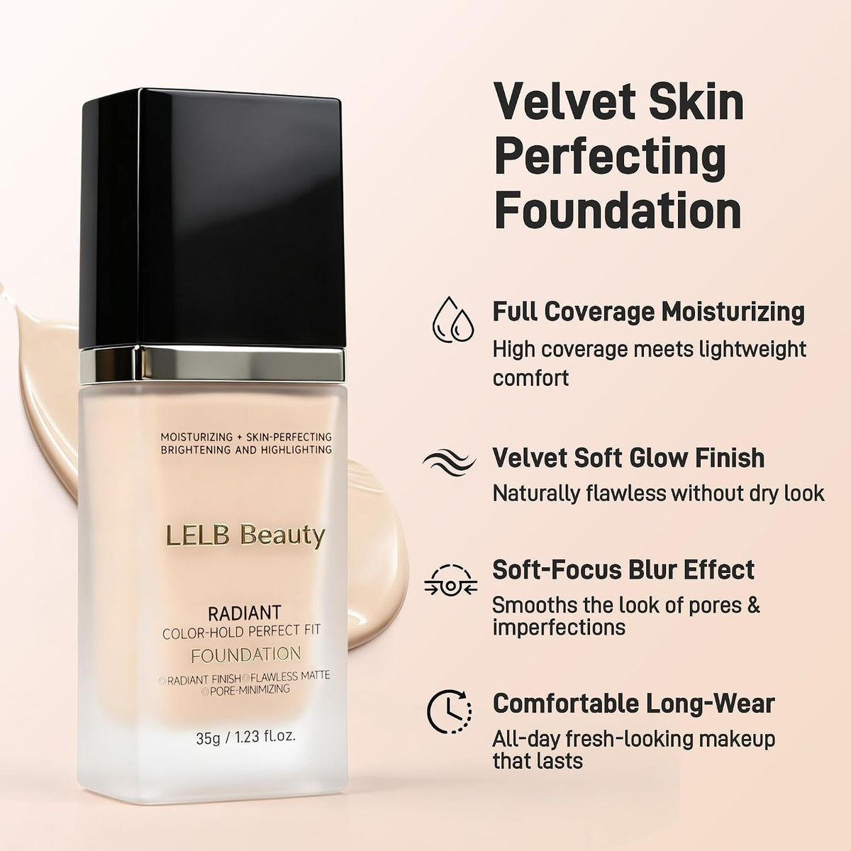Matte Foundation For Oily Skin Full Coverage Lightweight Face Makeup 1.23oz