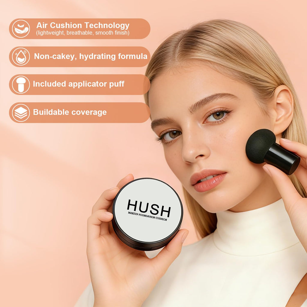 Natural Glow - Ideal for Light/Medium Complexions, Mushroom Head Air Cushion CC Cream - BB Cream Foundation for Older Women (Natural)