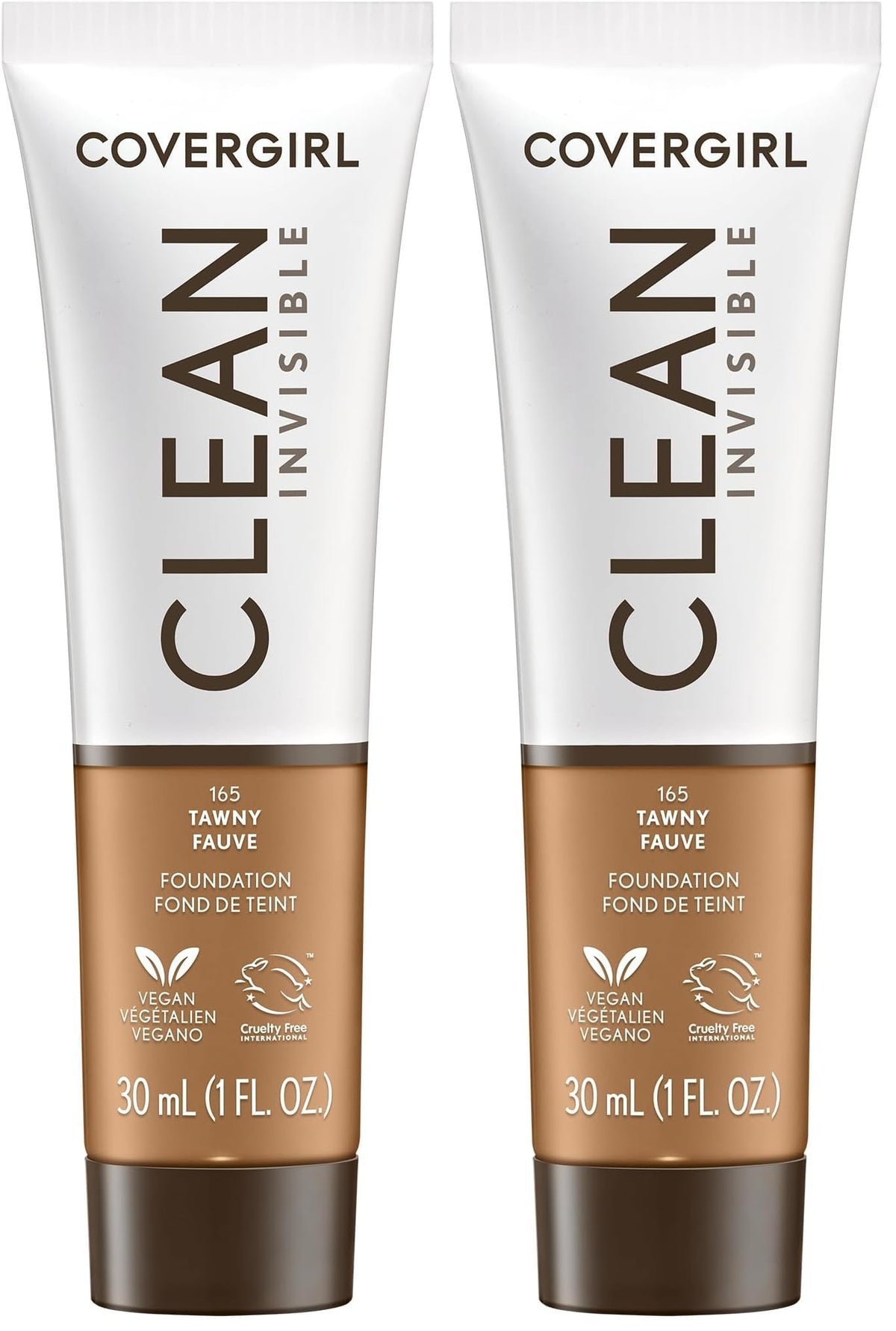 COVERGIRL Clean Invisible Foundation Makeup, Dewy & Glowy Finish, Buildable Coverage, Skin-Like Smooth Look, Vegan, Creamy Natural, 1oz