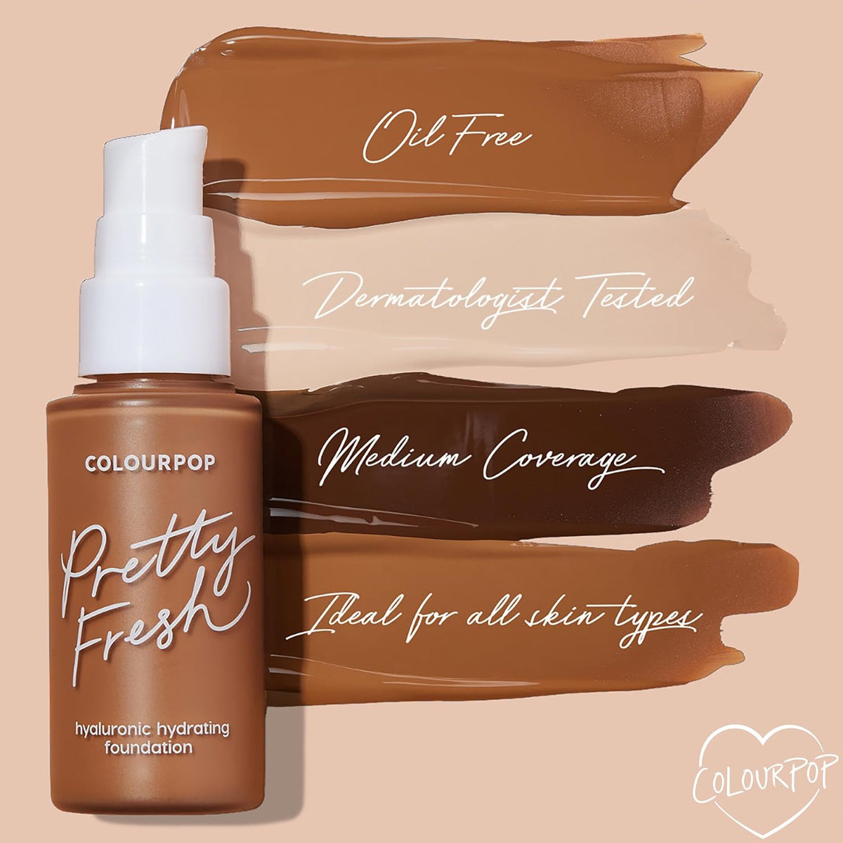 ColourPop Pretty Fresh Liquid Foundation - Hydrating Foundation with Medium, Buildable Coverage & a Natural Finish - Enriched with Hyaluronic Acid & Coconut Water - Light 60N (1 oz)