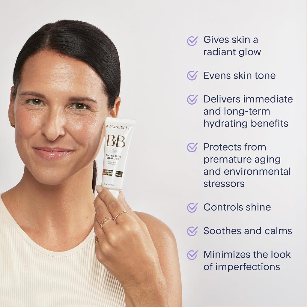 Marcelle BB Cream Golden Glow, Universal Shade, Tinted Moisturizer, 45 mL