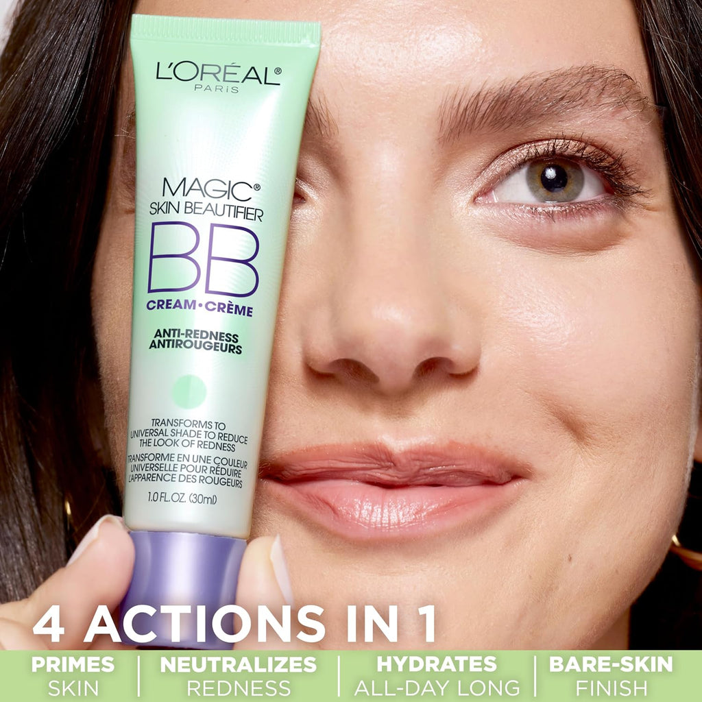 L'Oreal Paris Magic BB Cream, Hydrating Skin Beautifier & Color Changing Foundation, Light Coverage, Anti-Redness, 1 fl oz.