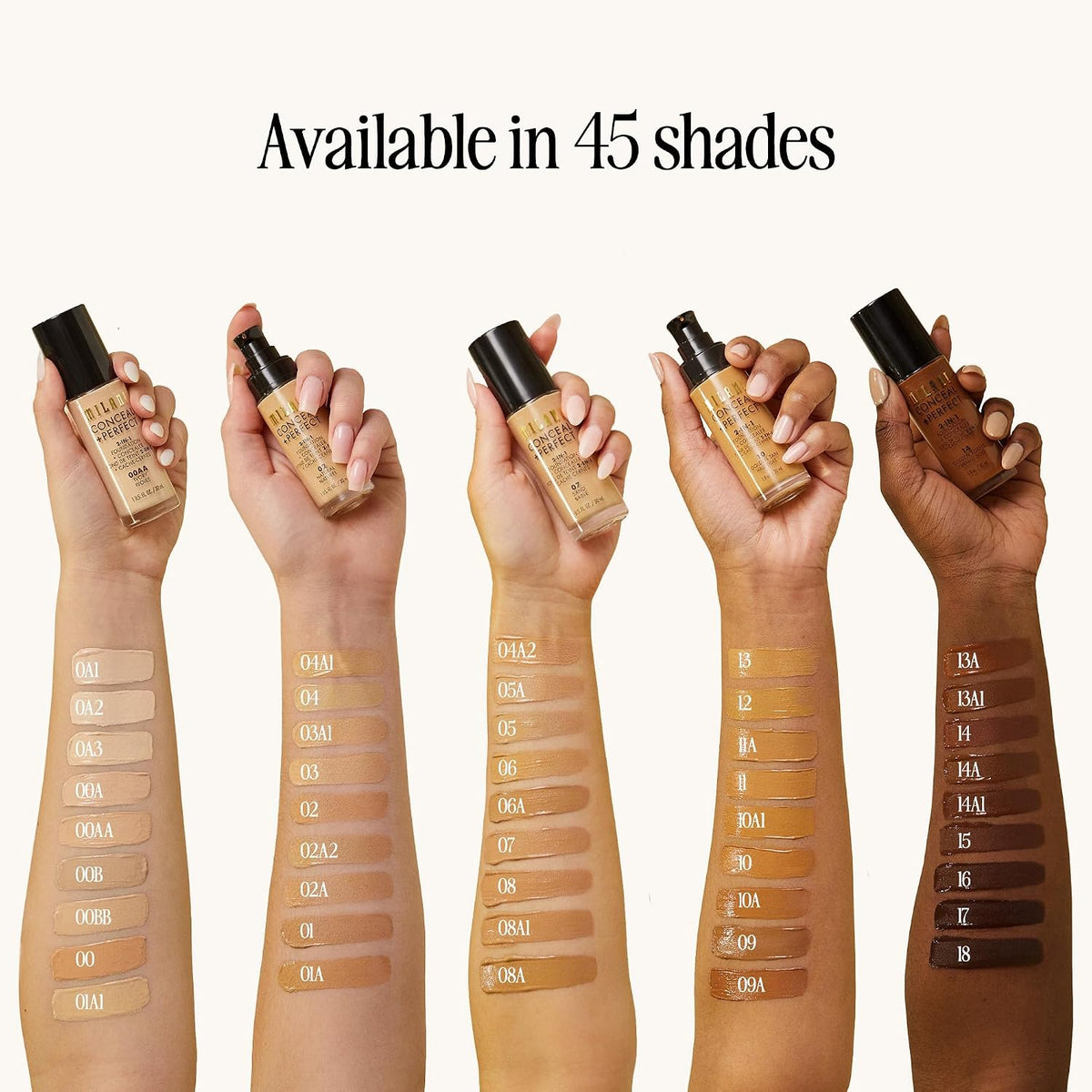 Milani Conceal + Perfect Liquid Foundation Makeup - Light Beige, 1 Fl. Oz