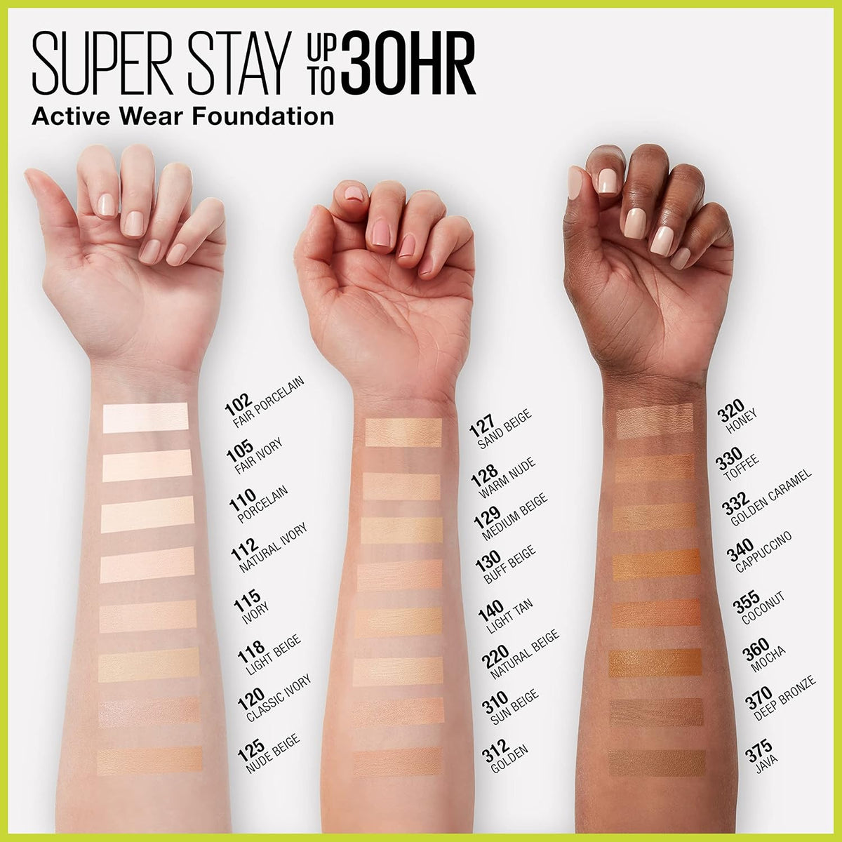 Maybelline Super Stay Full Coverage Liquid Foundation Active Wear Makeup, Up to 30Hr Wear, Transfer, Sweat & Water Resistant, Matte Finish, Buff Beige, 1 Count