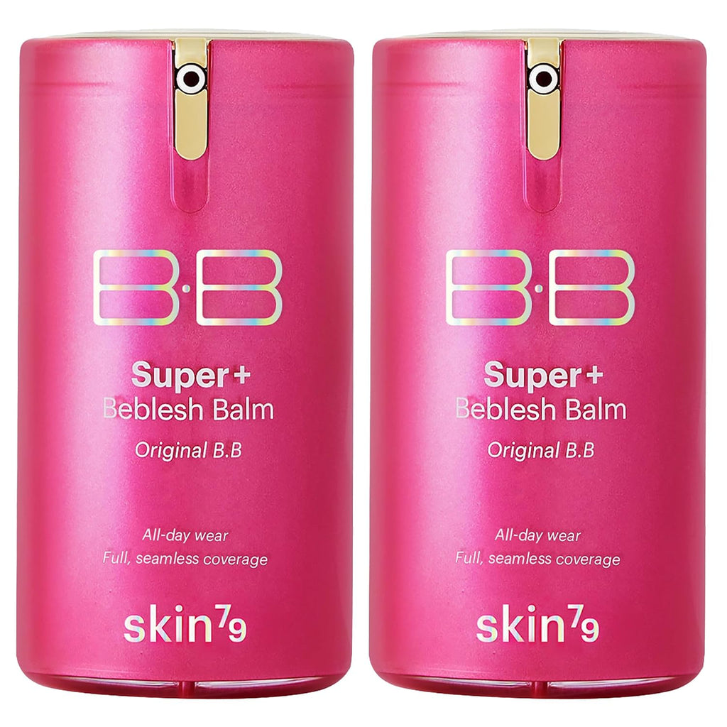 SKIN79 Super Plus Beblesh Balm Pink BB Cream 40g, 2 Pack, US Version K Beauty Flawless Radiant Base Foundation Makeup Blemish Cover Tinted Moisturizer Pink 21 color