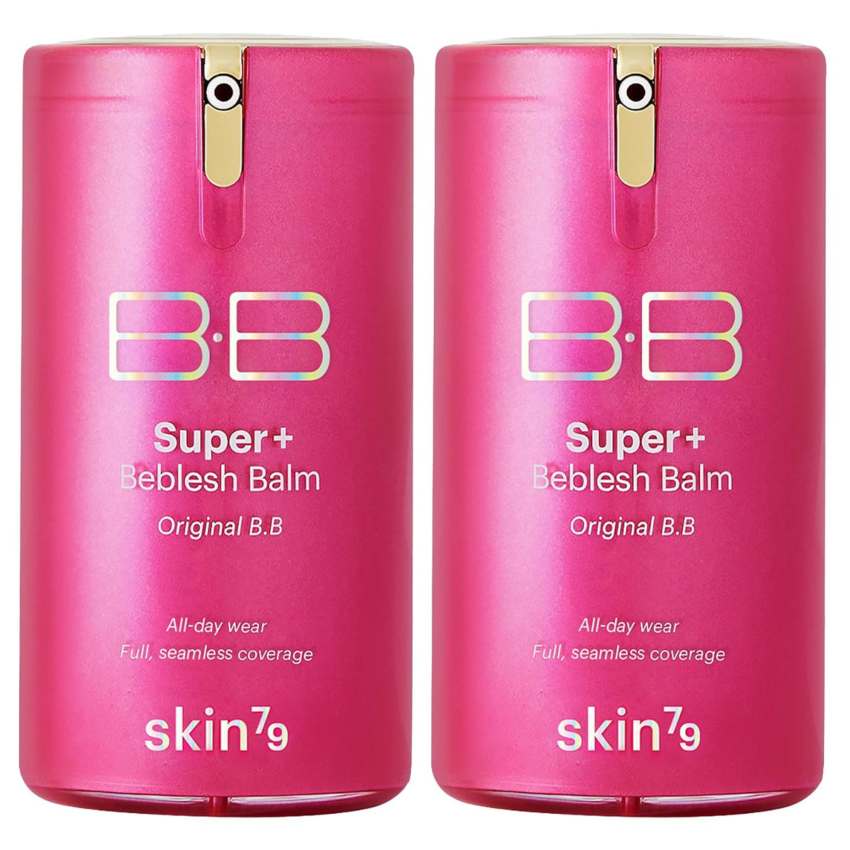 SKIN79 Super Plus Beblesh Balm Pink BB Cream 40g, 2 Pack, US Version K Beauty Flawless Radiant Base Foundation Makeup Blemish Cover Tinted Moisturizer Pink 21 color