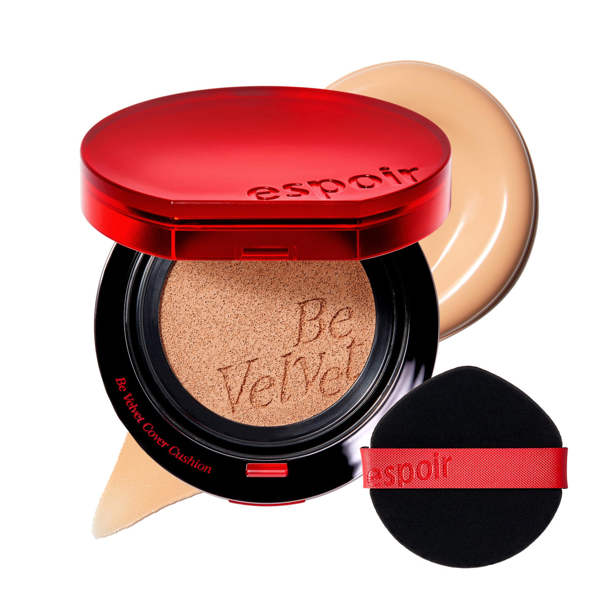 ESPOIR Be Velvet Cushion Foundation #23 Beige | Quick and Easy Coverage with Long-lasting Color by Zero Oxidation, Velvety Smooth Finish & Lightweight Formula, Vegan, Korean Makeup, 0.46 oz