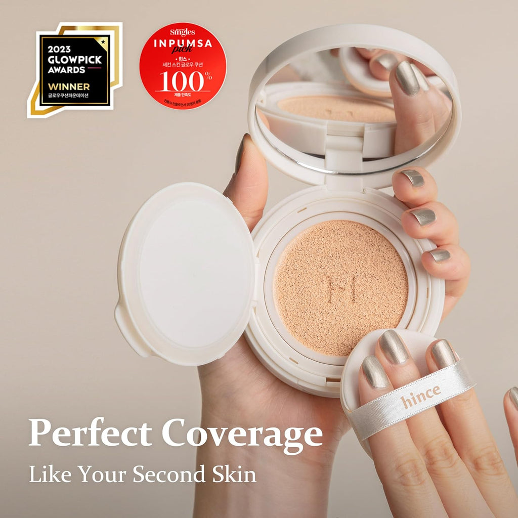 hince Second Skin Glow Cushion-12g | Skin Foundation dewy, glow, long-lasting, classy, clean beauty, lightweight, natural look,refreshing, moisturizing, slim fitting texture (IVORY, 21)