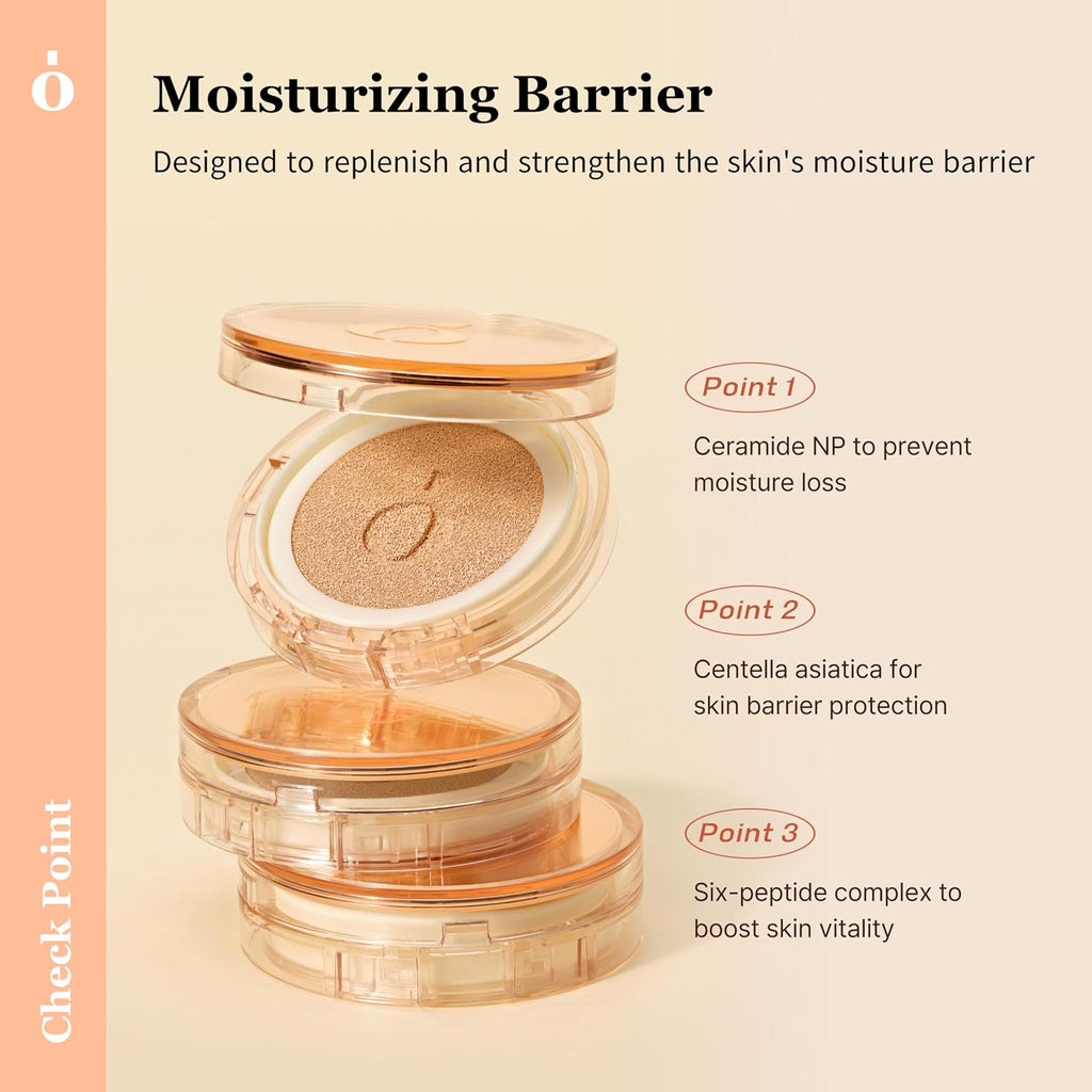 Skin Barrier Glow Cover Cushion, All-day Coverage, Glow Finish, Lightweight, Skincare-Like Texture, Non-cakey Makeup, Korean Cushion Foundation (#21C Pure, 0.49 oz)