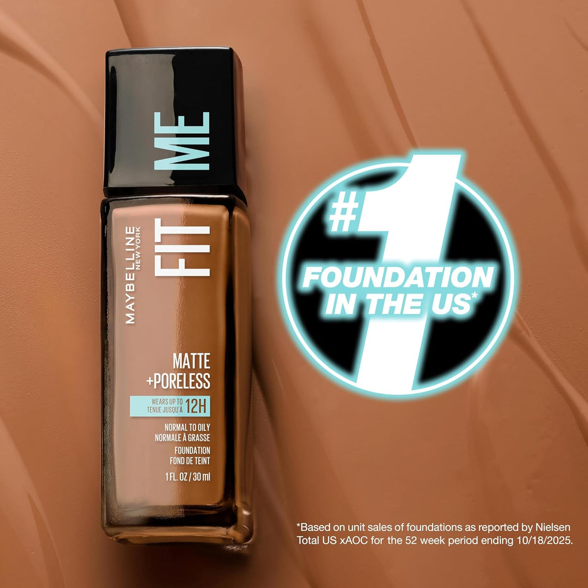 Maybelline Fit Me Matte + Poreless Liquid Oil-Free Foundation Makeup, Light Beige, 1 Count (Packaging May Vary)