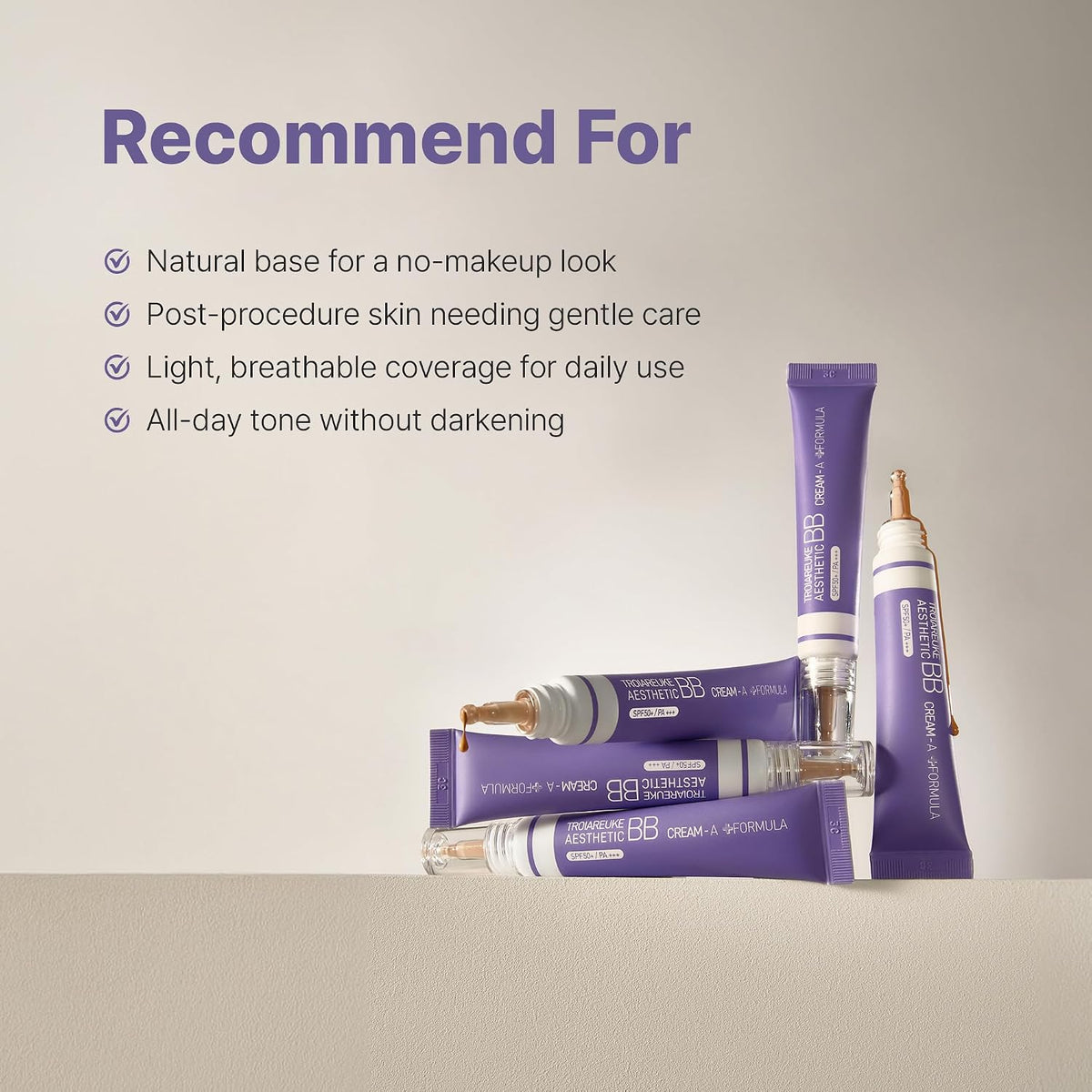 TROIAREUKE Aesthetic BB Cream A+ Formula for Oily Skin (21 Beige), K-Beauty