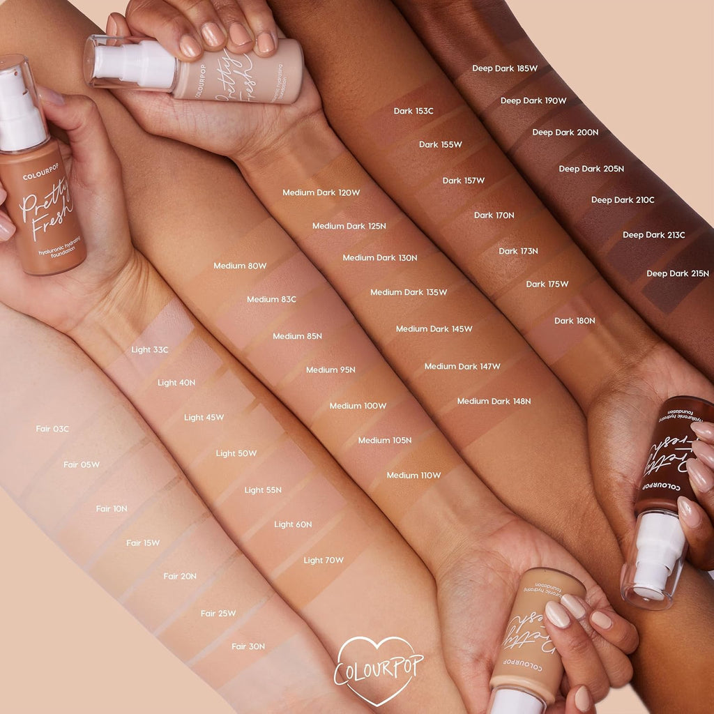 ColourPop Pretty Fresh Liquid Foundation - Hydrating Foundation with Medium, Buildable Coverage & a Natural Finish - Enriched with Hyaluronic Acid & Coconut Water - Light 60N (1 oz)