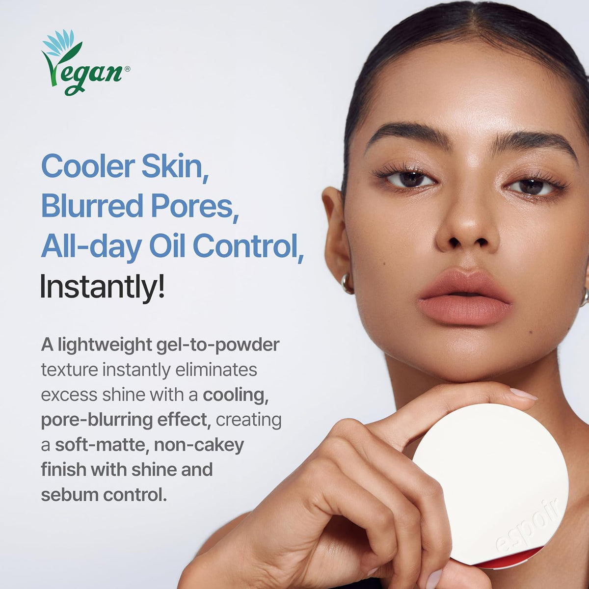 ESPOIR Be Velvet Sebum Cut Cooling Cushion, Mattifying & Pore-Blurring, Gel-to-Powder Formula, Sebum & Oil Control, Sweat-Proof, No White Cast, Summer Essentials