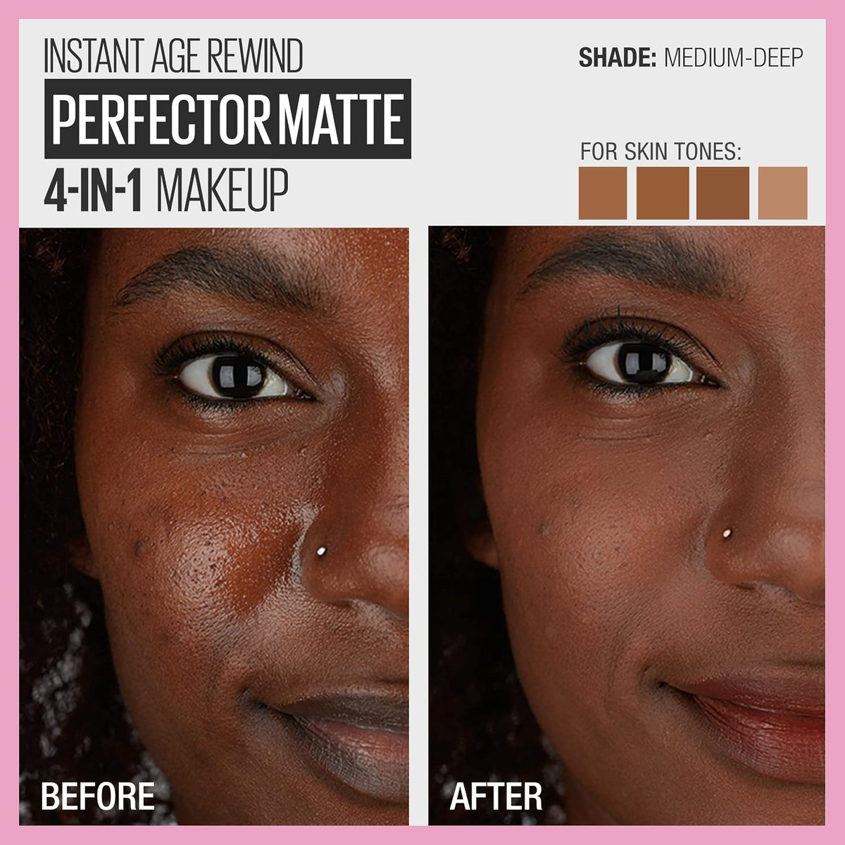 Maybelline Instant Age Rewind Instant Perfector 4-In-1 Matte Makeup, 04 Medium/Deep, 1 Count