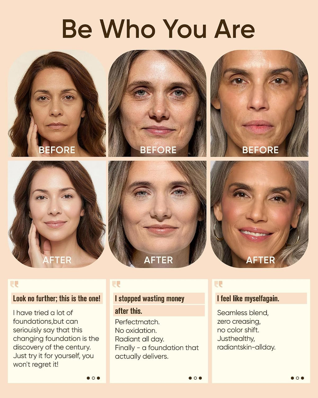 Color Changing Foundation for Mature Skin, 4-in-1 Light to Medium Shade-Adapting Skin Tint, Lightweight Hydrating Coverage Liquid Foundation Makeup, Smooth & Blur Finish, 30ml (Natural)