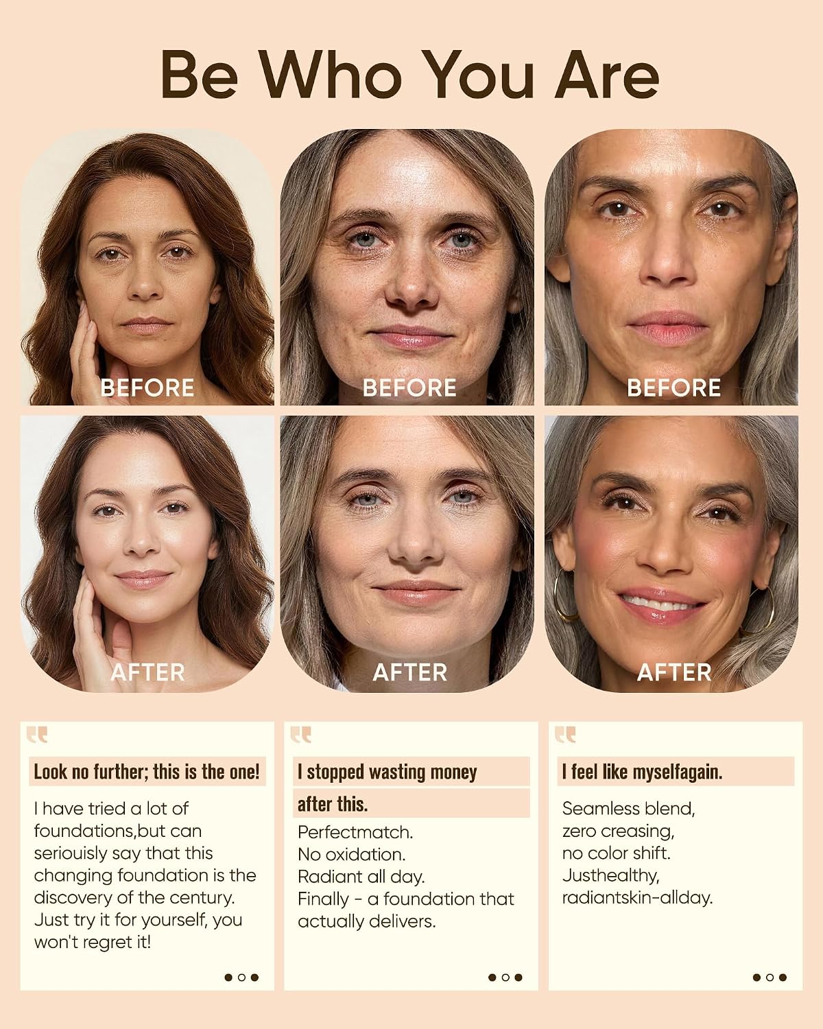 Color Changing Foundation for Mature Skin, 4-in-1 Light to Medium Shade-Adapting Skin Tint, Lightweight Hydrating Coverage Liquid Foundation Makeup, Smooth & Blur Finish, 30ml (Natural)