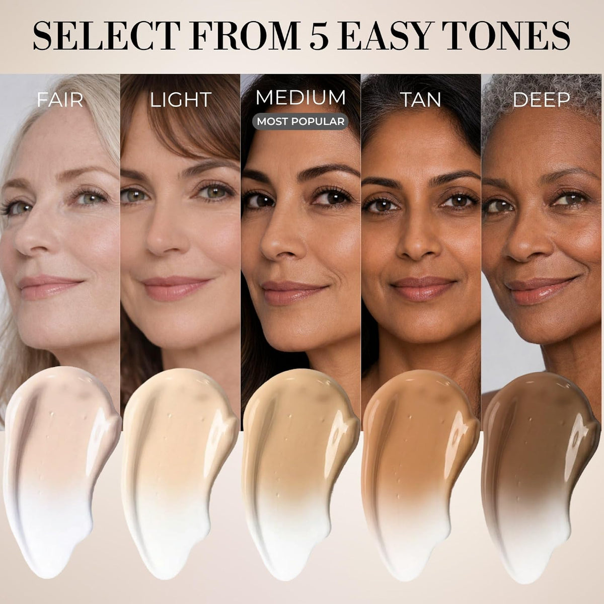 LUMINESS Liquid Mirage Color Changing Foundation for Mature Skin, Skincare-Infused Makeup with Hyaluronic Acid & Vitamin E, Hydrating Liquid Foundation & Concealer Hybrid, Hypoallergenic (Medium)