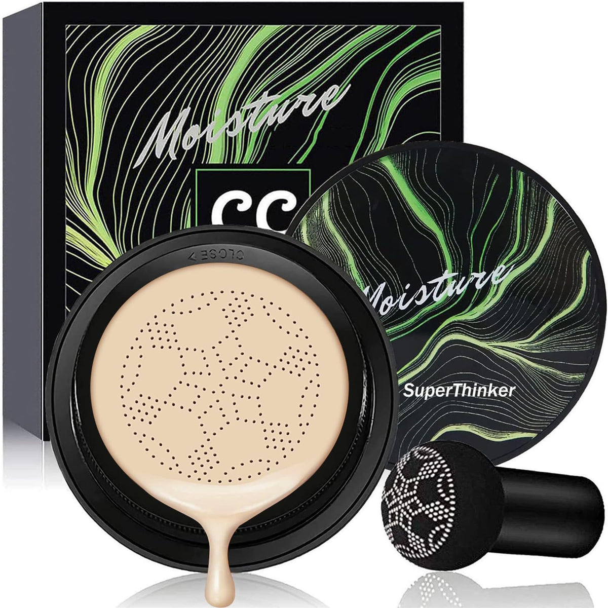 Cushion Foundation Concealer for Women, Face Makeup Air Cushion CC Cream Foundation for Mature Skin, Even Skin Tone, Tattoo Cover Up CC Cream Create A Lightweight Natural-looking Base (Natural)
