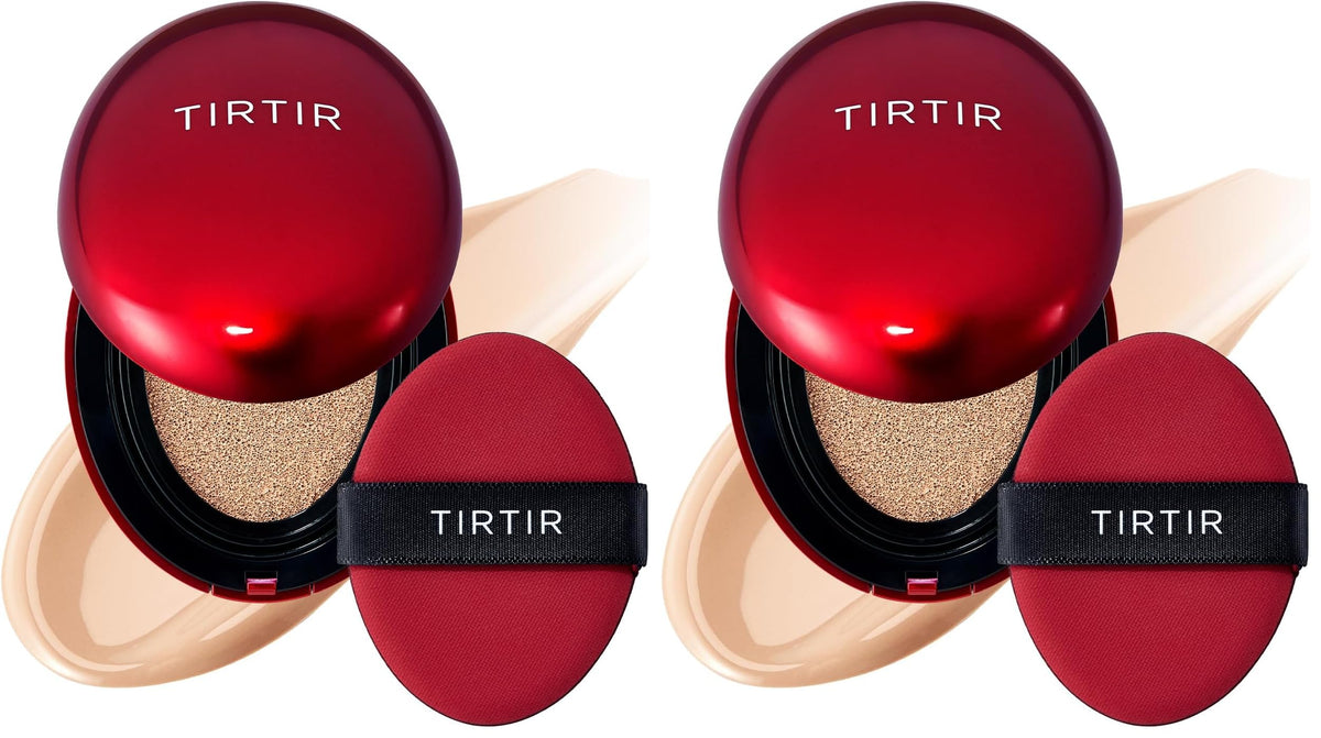 TIRTIR Mask Fit Red Cushion Foundation | Full coverage, Weightless, Skin fit, Satin Glow Finish, Korean Makeup BB Foundation, beauty, Tattoo cover up, Buildable (#23N Sand, 0.63 Fl Oz)