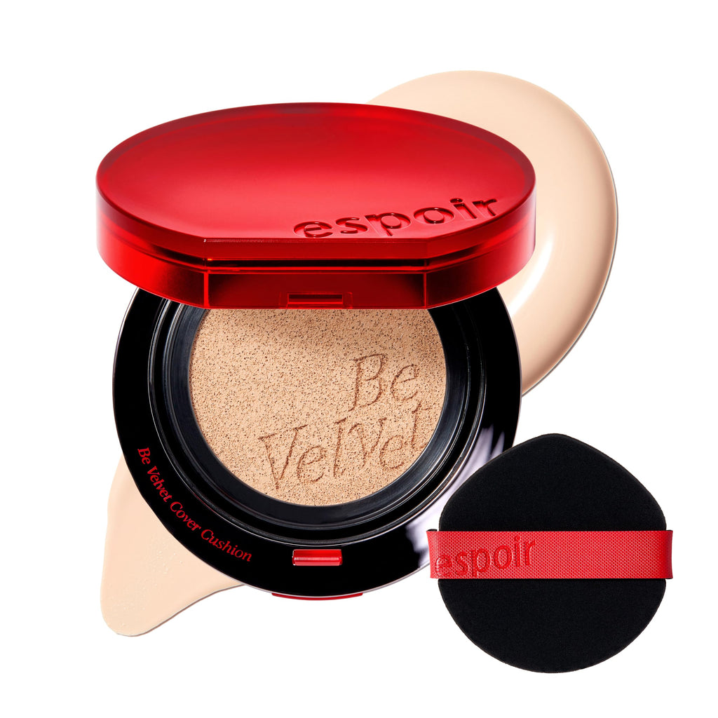 ESPOIR Be Velvet Cushion Foundation #23 Beige | Quick and Easy Coverage with Long-lasting Color by Zero Oxidation, Velvety Smooth Finish & Lightweight Formula, Vegan, Korean Makeup, 0.46 oz