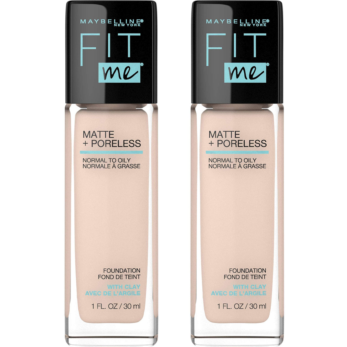 Maybelline Fit Me Matte + Poreless Liquid Oil-Free Foundation Makeup, Natural Ivory, 1 Count (Packaging May Vary)