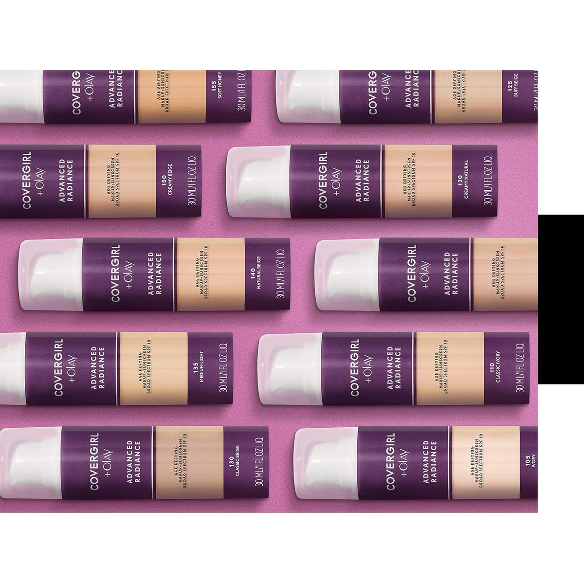 COVERGIRL Advanced Radiance Age-Defying Liquid Foundation Makeup | Anti-Aging, Age-Defying Formula, Buildable Coverage (Packaging May Vary) | 110 Classic Ivory | 1 fl oz (Pack of 1)