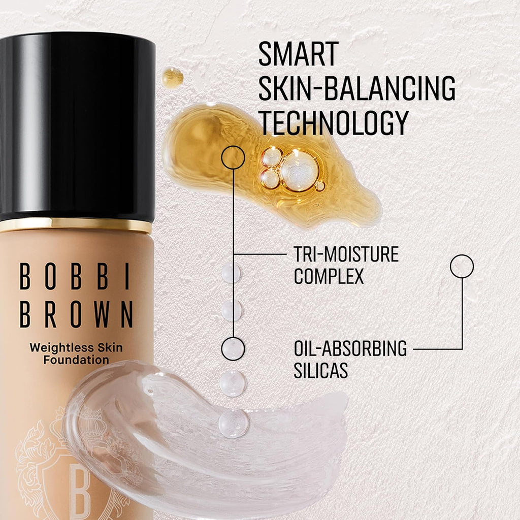 Bobbi Brown Weightless Skin Foundation SPF 15 | Oil-Controlling Liquid Foundation with 24-Hour Hydration | Medium Coverage Natural Matte Finish for All Skin Types